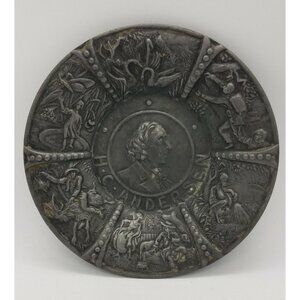 Hans Christian Andersen Bronze Dish Cawa Denmark Fairy Tale Scenes